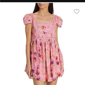 LoveShackFancy Nutmeg Dress in Wild Pink Rose, Size 8